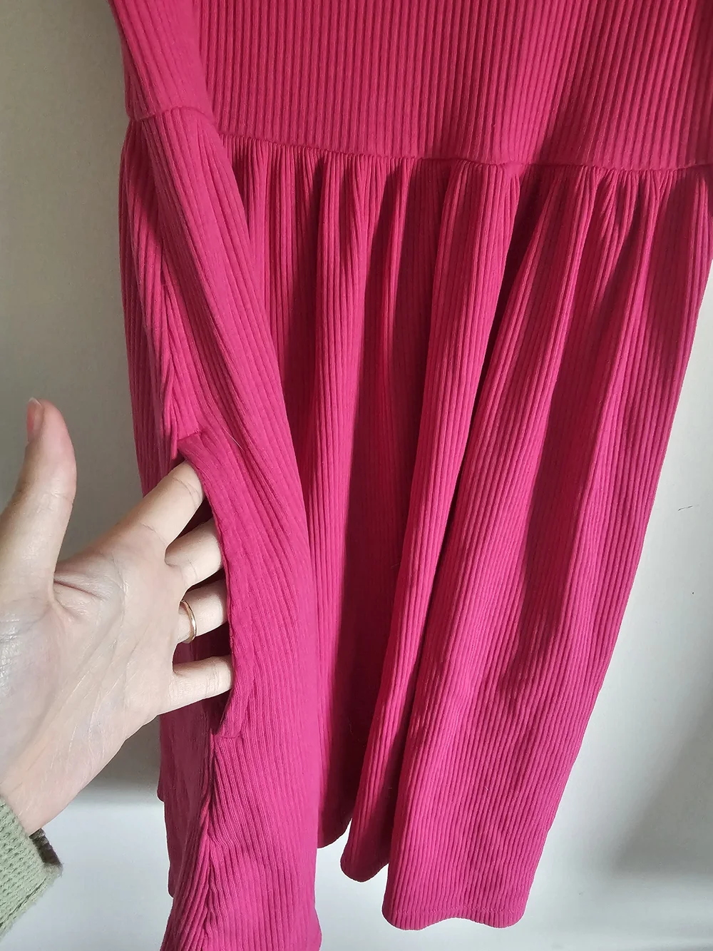 Old Navy Hot Pink Ribbed Short Sleeve Dress